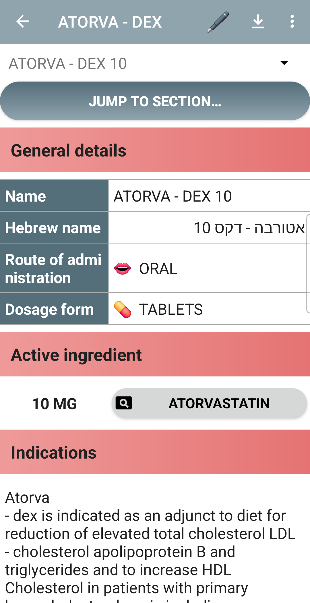 Medication detail page